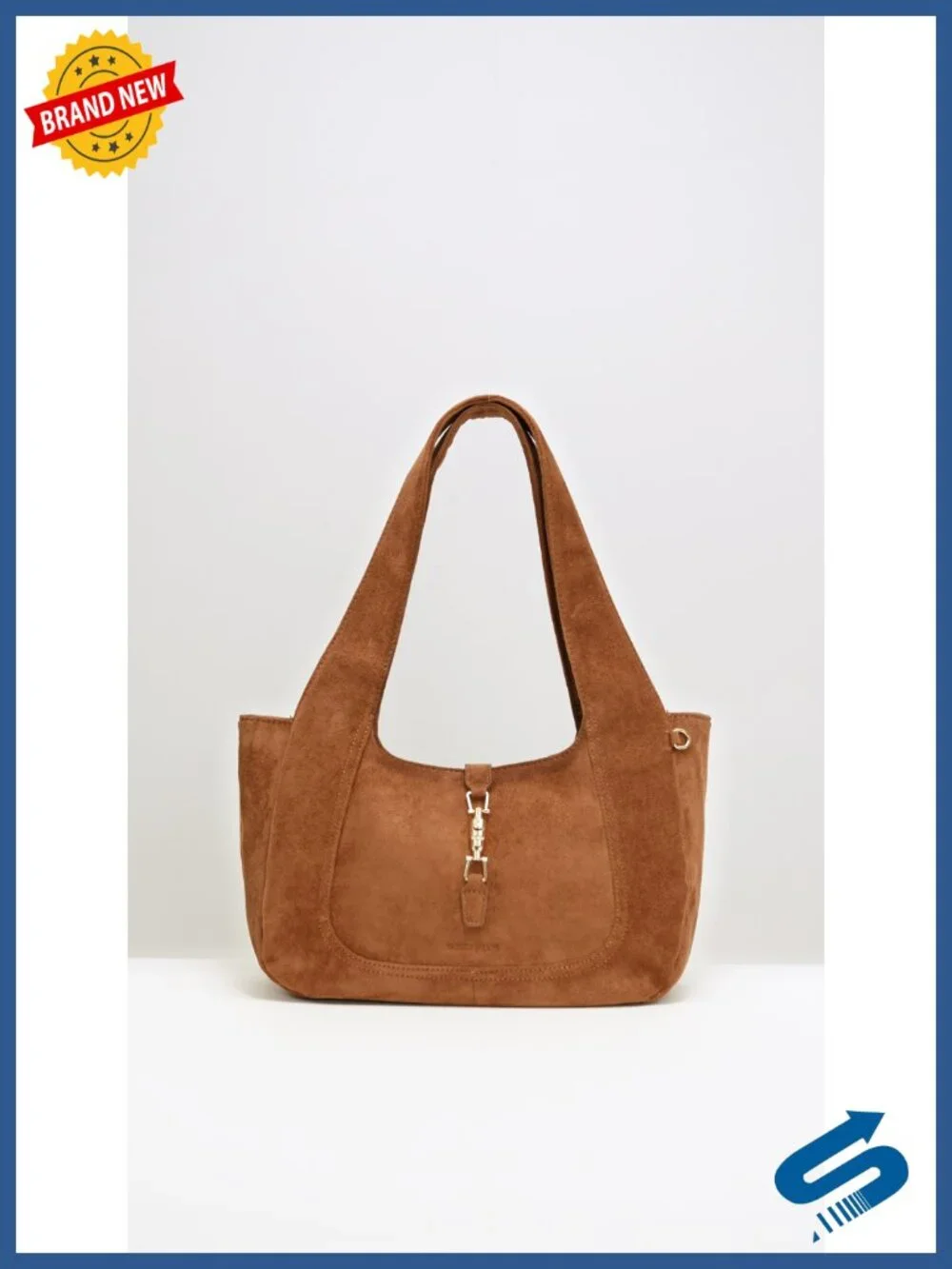 Faux Suede Vegan Leather Shoulder Bag Dumpling Tote Lightweight Gold Push-Lock